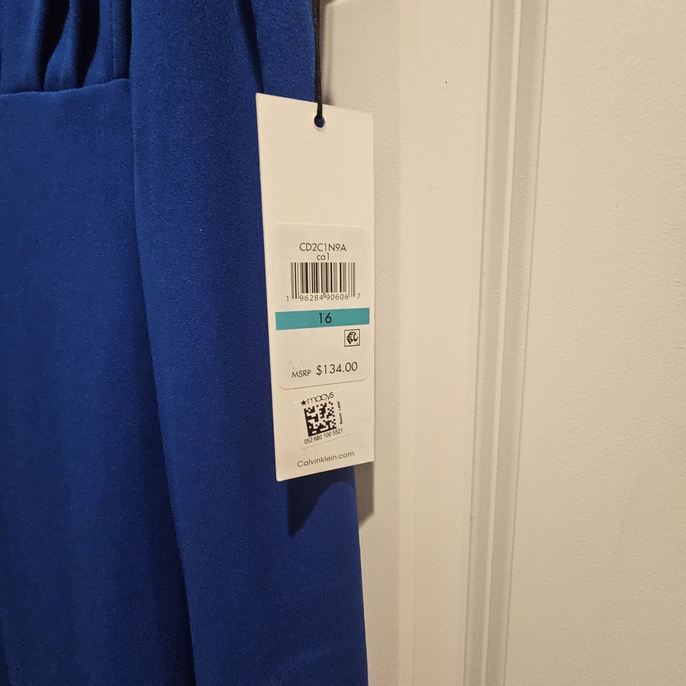 Calvin Klein Blue Pleated Midi Sundress for Wedding Guest - Picture 3 of 3